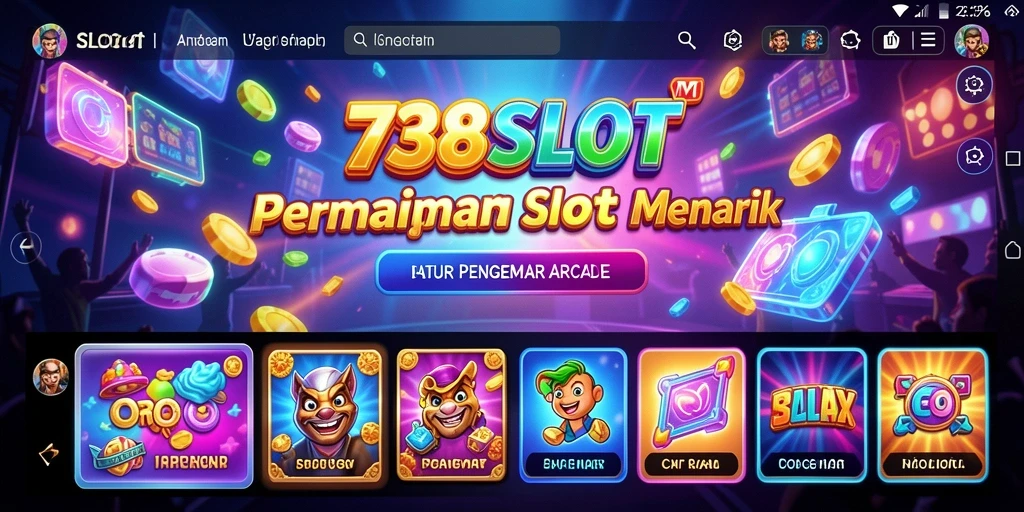 Screenshot gameplay 738SLOT dengan visual yang menarik dan ceria.