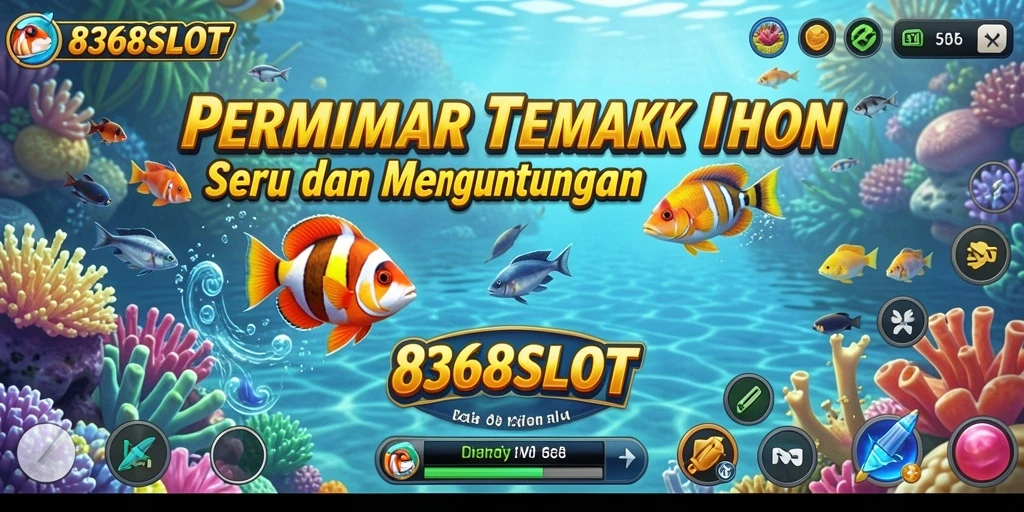 Screenshot utama 8368SLOT yang menunjukkan gameplay menembak ikan yang seru.