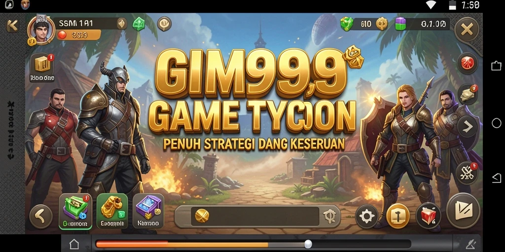 Screenshot dari gameplay GIM999 yang menampilkan pengelolaan bisnis Tycoon.