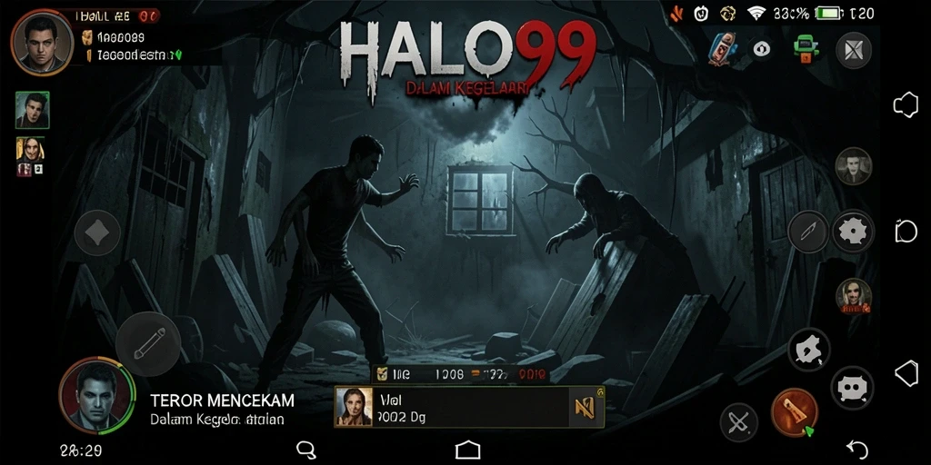 Tangkapan layar menunjukkan gameplay HALO99 yang menyeramkan dan penuh ketegangan.