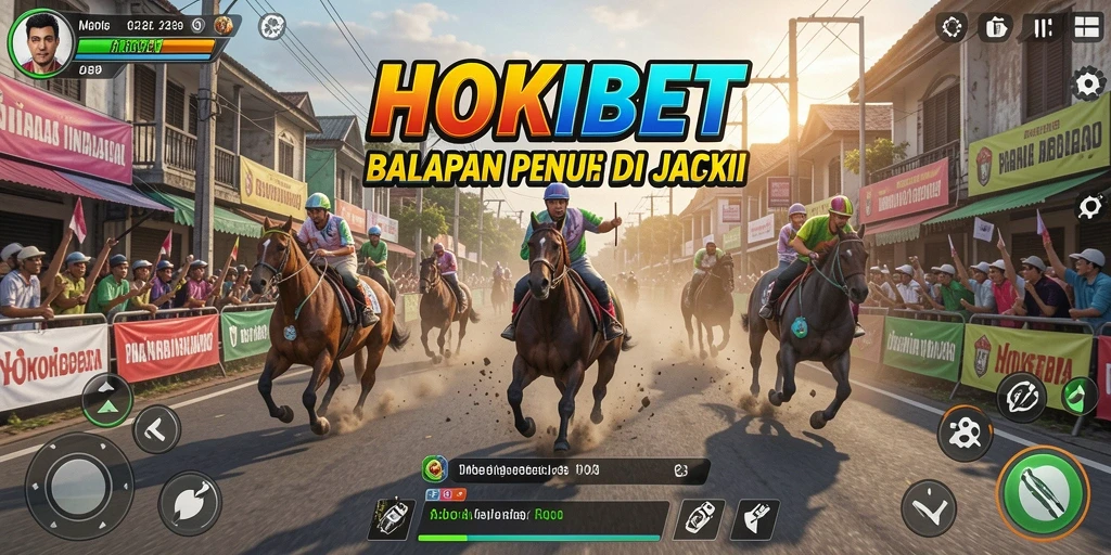 Tampilan gameplay HOKIBET yang menegangkan di lintasan balap.