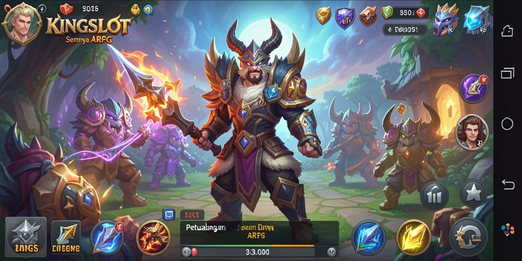 Gambaran aksi pertempuran seru dalam KINGSLOT yang memikat.