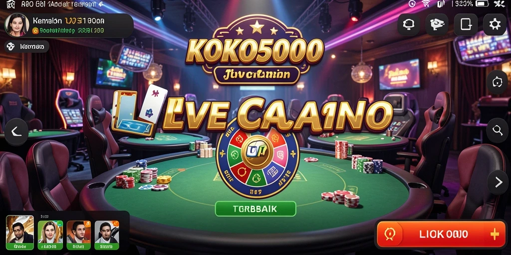 Screenshot gameplay KOKO5000 yang menampilkan dealer langsung dan interaksi pemain.