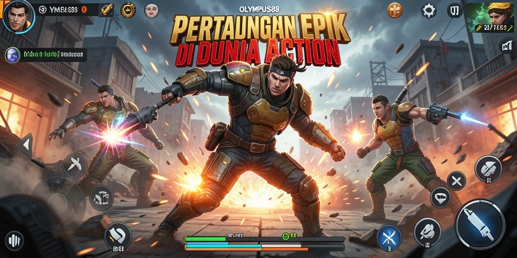 Tangkapan layar OLYMPUS88 menampilkan pertarungan yang intens dan grafis yang menawan.