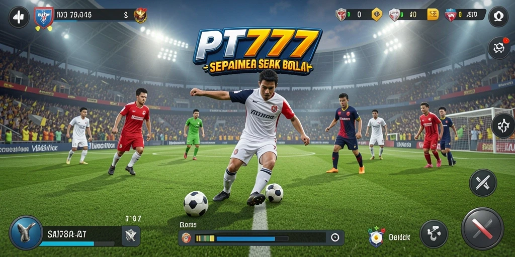 Tangkapan layar PT777 menampilkan aksi seru di lapangan sepak bola.