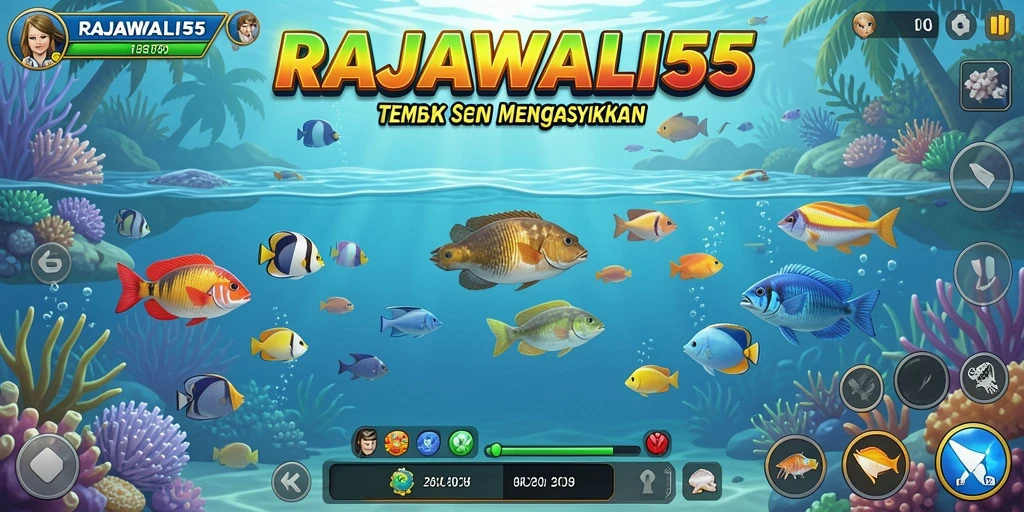 Menampilkan gameplay seru saat menembak ikan besar di RAJAWALI55.
