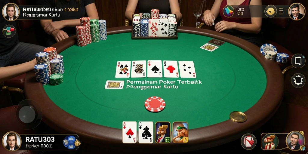 Tampilan gameplay Poker yang mendebarkan dan interaktif dari RATU303.