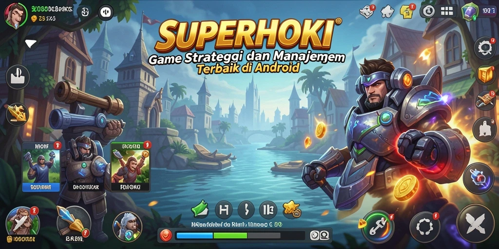Screenshot utama SUPERHOKI menampilkan aksi strategi yang intens.