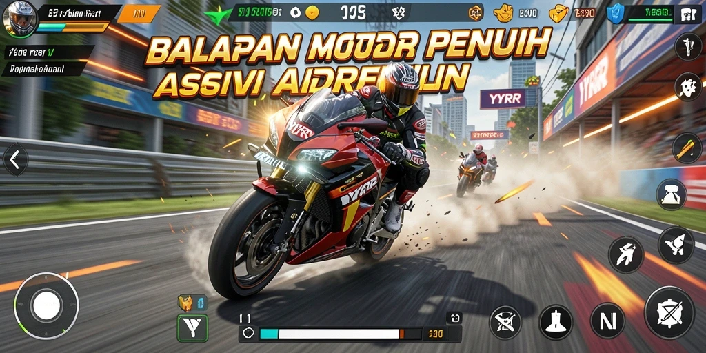 Tampilan balapan motor yang memukau dan seru.